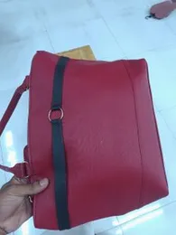 red backpack or handbag