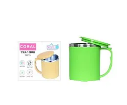 STAINLESS STEEL INSULATED TRAVEL COFFEE MUG // TEA OR COFFEE CUP WITH HANDLE // DOUBLE WALLED TRAVEL THERMAL COFFEE MUG