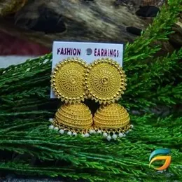 Góld Plated Oxidized Earrings Antique Boho Vintage Tribal Jhumka Jhumki Metal Dangl e Faux Pearl Drop  for Women.