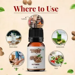 Masala Drops Aromatic Nutmeg - 10 ML | Pure & Natural | For Cooking, Baking, Sweets and Savory, puddings, Fruit salads, Indian, Middle Eastern, an