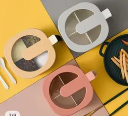 4 IN 1 Seasoning Box Salt Spice Jar Sugar Bowl With Cover Organizer Bottle