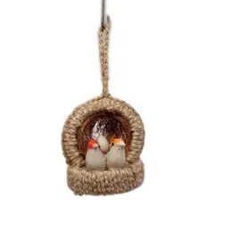 Home Decoration Bird Nest Decor Beautiful Artificial 2 Birds Jute Nest Hanging for Balcony |Home Decor Wall Hanging Decorative Showpiece |Garden Decor