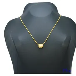Gold Plated 1mm Box Chain With New Design Barrel Pendant For Women.