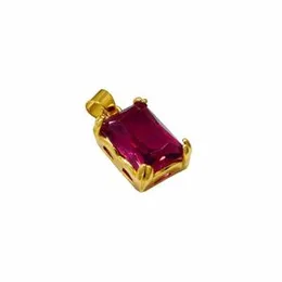 Gold Plated Pendant Stylish Red Box Shape Stone Pendant Rich Look For Women and Girls.
