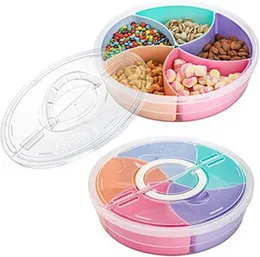 Snack Dispenser With Lid, Snack Box, Portable Snack Platter Organizer, Colorful Ice Cream Organizer, 5 Compartments Food Storage Box, Keep Your Candy