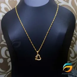 Gold Plated Guaranteed 18/24 inch Karali / Disco Chain with Heart Pendant With Butterfly Necklace for Ladies.