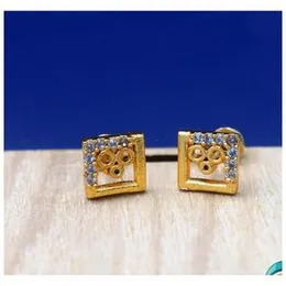 Gold Plated Box Design Earring With Stone Fashion Stylish Rich Look Earring For Women.