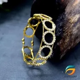 Gold Plated Bangal Stylish Rich Look Guaranteed With White Stone For Women & Girls Free Size.