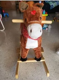 Plush rocking horse with sound & wooden base