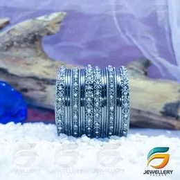 Silver Plated Peora Traditional Antique Look Oxidised with White Stone for Girl & Women.