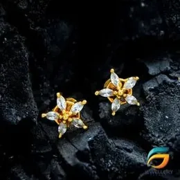 Gold Plated White Stone Earring Star Theme for Women earrings.