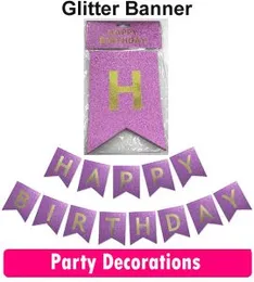 Shine Bunting Glitter Banner HAPPY BIRTHDAY Letter Flag Banner