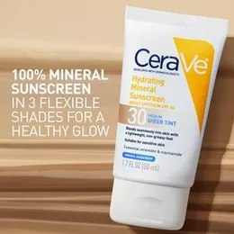 CeraVe Hydrating Mineral Sunscreen SPF 30 Face Sheer Tint, Shade: Deep 50ml