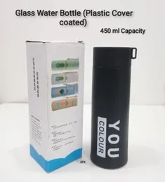 Glass Water Bottle With Plastic Cover coated 1pc