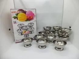 Amilex 12pc Ice cream cups / ice cream serving cups / stainless steel 12pc ice cream cups.