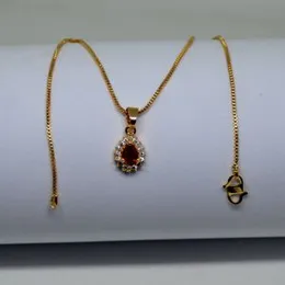 Gold Plated Necklace (Chain) With Beautiful Red Stone  Locket for Women