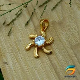 Gold Plated Pendant Flower Theme For Ladies With White Stone Stylish Rich Look Pendant.