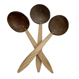 Natural Handmade Coconut Shell Wooden Cooking Spoon – Eco-Friendly