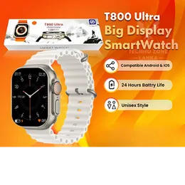 Smart Watch T800 Ultra 2024 New Series 8 Ultra Smart Watch Waterproof Sport Wireless Charger White Color