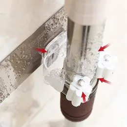 Heavy Duty Kitchen Hooks Broom Tool Mop Holder Wall Mounted Mop and Broom Holder Bathroom Organizer Mop HangerMop Holder Broom Holder Self-Adhesive Wa