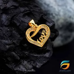 Gold Plated Pendant Stylish Love in the Heart Rich Look For Women and Girls.