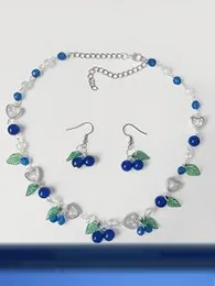 Boho vintage style blue berry Necklace set