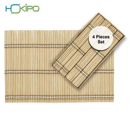 HOKIPO Reversible Bamboo Table Mats for Dining Table, Set of 4 Placemats, 45x30 cm, (AR-4615)