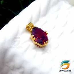 Gold Plated Pendant Stylish Red Oval Shape Stone Pendant Rich Look For Women and Girls