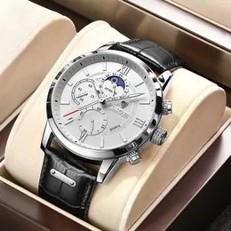 Description:  Introducing the Stainless Steel / Leather Strap Luxury Men's Watch by LIGE. This quartz analog business watch features a round 30mm dial