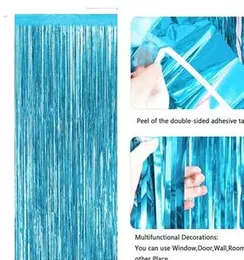 Birthday Light Blue Foil Curtain Fringe Party Backdrops