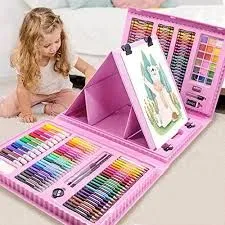 208 PCS Art Supplies, BRAND Drawing Kit for Kids Adults Art Set with Double Sided Trifold Easel, Oil Pastels, Crayons