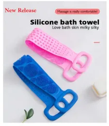 Silica gel Bath brush Towel two stop scrubbing belt body Scrub Silicone Back Scrubber for Shower Soft Rubbing Massage Bubble with Body Cleaner and Sha