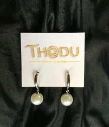 THODU Pearl Drop Earrings – Elegant Gold/Silver Plated Design with Classic Pearl Hanging