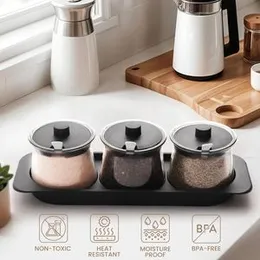 Seasoning Box Set with Tray - 4psc Set