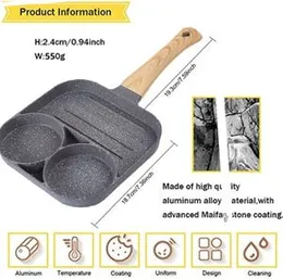 Pancake Pan Nonstick Egg Frying Pan,2 Hole Frying Pot Pan Thickened Non-Stick Omelet Pot Square Egg Pancake Steak Pan Cooking Egg Ham Pans Breakfast M