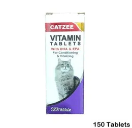 Catzee Vitamin Tablets 150 Tablets with DHA & EPA for Conditioning & Vitalizing for Cats Pets