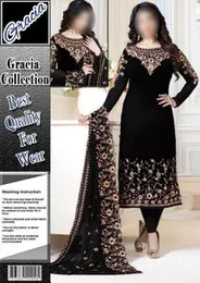 GC-13 Midnight Black Gracia Embroidered Salwar Suit