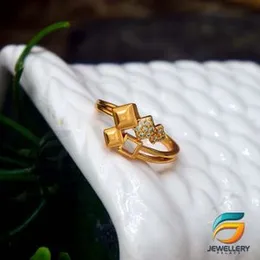 Exclusive Valentine's Collection Love Sparkling Dual Heart Cubic Zirconia Gold Plated Rings for Women and Girl's (Mixed Sizes).