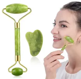 Jade Roller Face Massager for Women and Men | 100% Natural Jade Stone Facial Roller with Gua Sha Tool for Face, Eye, Neck & Foot Massage