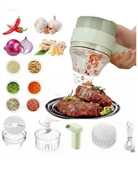 Electric Vegetable Cutter Set, Wireless Vegetable Cutter Electric, Multifunction Hand Vegetable Cutter Set, Portable Chopper, Vegetable Slicer, Rechar