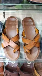 Men Pu Slippers Dark Brown