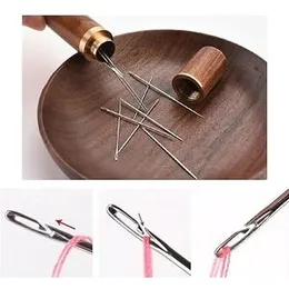 Self Threading Needles 30Pcs Quilting Needle Self with Wooden Needle Case Embroidery Needle of Multiple Sizes for Quilting, Embroidery, Hand SewingFRO