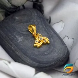 Gold Plated Small White Stone Pendant Fashion and Stylish Design For Ladies