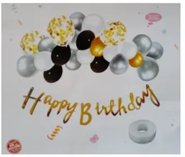 Happy Birthday Banner with Garland Balloons & Tape - 4 Designs Birthday Party Decorations