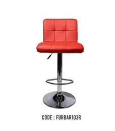 RED SQUARE-PATTERN LEATHER BAR CHAIR *B003*