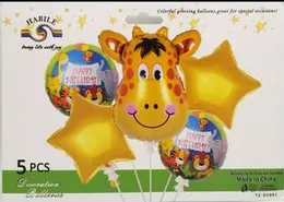 5 Pcs Jungle Safari Animals Foil Balloon Set for Safari Themed Birthday Parties - Jungle Animal Decoration - Lion, Tiger, Giraffe, Zebra