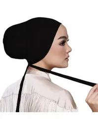 Plain Black Muslim Headscarf Inner Hijab Caps Wraps Women Islamic Under Scarf Ninja Scarf Stretch Cotton Bonnet Caps Full Cover Islamic Hat