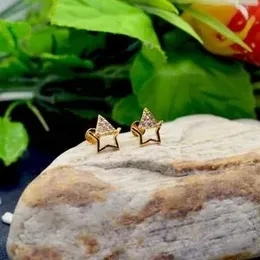 Gold Plated White Stone Star Earring For Women.