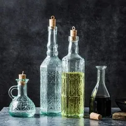 4pc classic antique glass bottle set kitchen oil spice cooking appliances