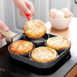 4-Hole Omelet Pan – Non-Stick Frying Pan for Burger, Eggs, Ham & Pancakes | No-Oil Cooking